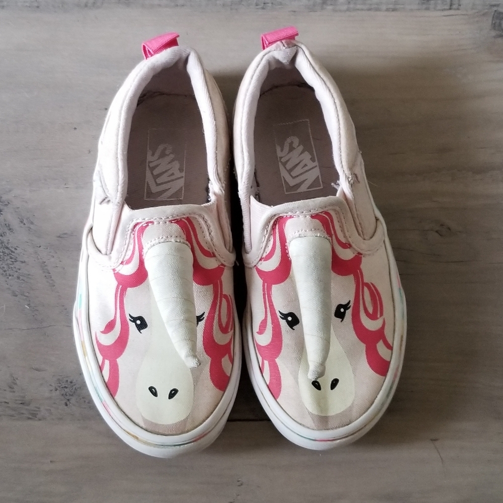 Toddler Girls pink Unicorn VANS slip ons sz 11
